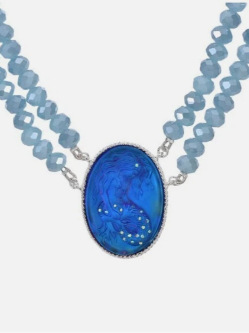 Kirks Folly Mystic Lorelie Mermaid Opal Beaded Necklace Sterling Silver tone